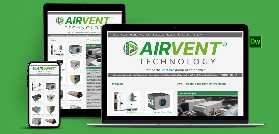 Designosaur Website Design Air Vent Technology